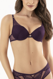 Push-up moulded bra INES, color: dark violet — preview