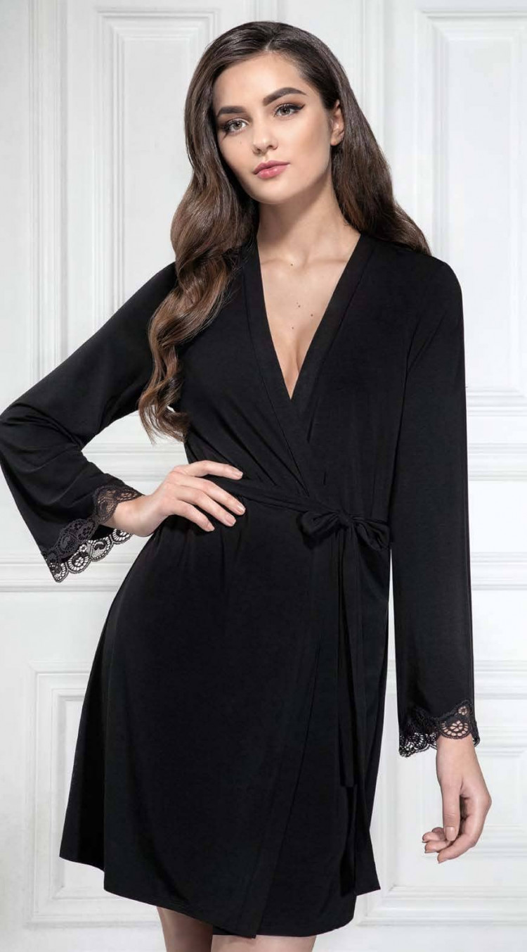 Dressing gown Isabela, color: black-black — photo 3