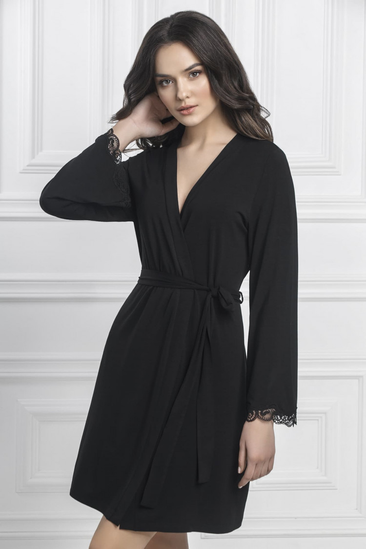 Dressing gown Isabela, color: black-black — photo 1